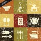 Papel De Parede Auto Adesivo Lavável Azulejo Chaleira, Garfo,