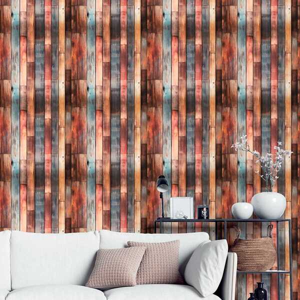 Papel De Parede Auto Adesivo Madeira Tipo Tábua Demolição Env