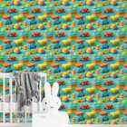 Papel De Parede Auto Adesivo Quarto Bebê Carrinho Colorido In