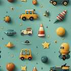 Papel De Parede Auto Adesivo Quarto Bebê Verde Nave Espacial