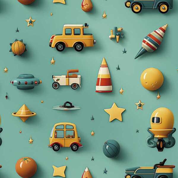 Papel De Parede Auto Adesivo Quarto Bebê Verde Nave Espacial