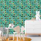 Papel De Parede Auto Adesivo Quarto Bebê Verde Nave Espacial