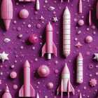 Papel De Parede Auto Adesivo Quarto Menina Foguete Rosa Infan