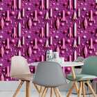 Papel De Parede Auto Adesivo Quarto Menina Foguete Rosa Infan