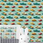 Papel De Parede Auto Adesivo Quarto Menino Carros Verdes Infa