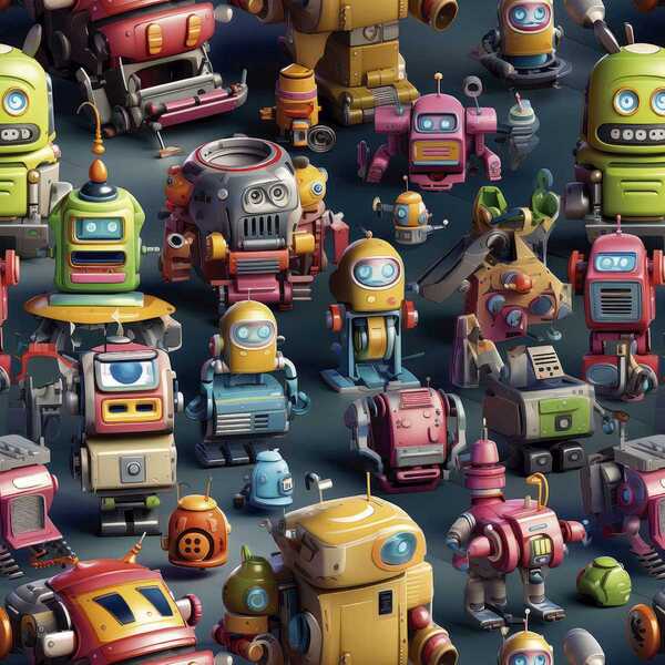 Papel De Parede Auto Adesivo Robô Colorido Infantil Decorado