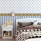 Papel De Parede Auto-adesivo Tema Listras E Coroas Azul Doura