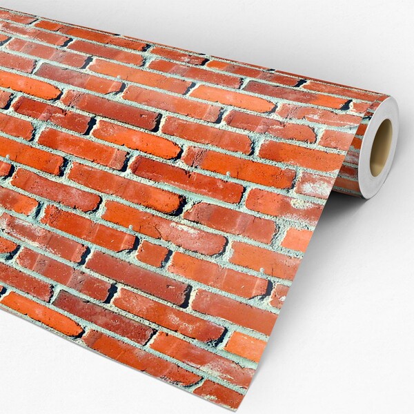 Papel De Parede Auto-adesivo Tema Tijolinho Clássico Laranja