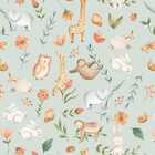 Papel De Parede Auto Colante Aquarela Verde Animais Safari De