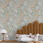 Papel De Parede Auto Colante Aquarela Verde Animais Safari De