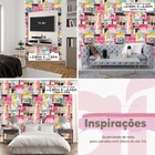 Papel De Parede Auto Colante Colagem Lambe Lambe Rosa Decorat