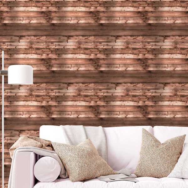 Papel De Parede Auto Colante Efeito Madeira Cinza Envelhecido