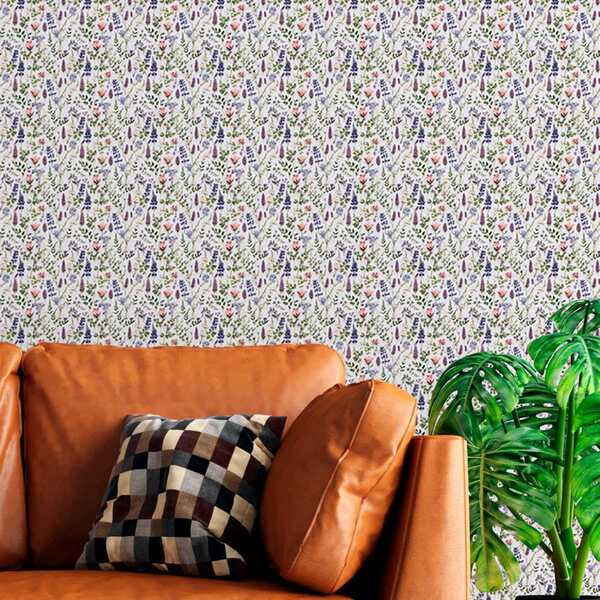 Papel De Parede Auto Colante Folhagem Roxa Planta Natural Viv