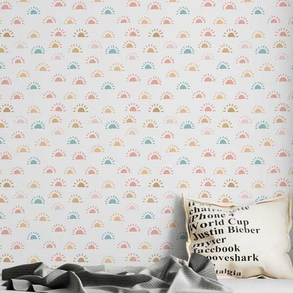 Papel De Parede Auto Colante Infantil Aquarela Clara Sol Colo