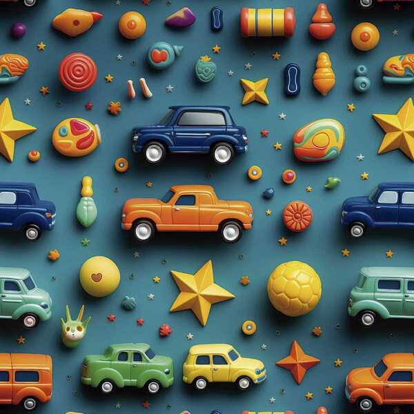 Papel De Parede Auto Colante Infantil Azul Brinquedinhos Quar