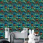 Papel De Parede Auto Colante Infantil Azul Brinquedinhos Quar