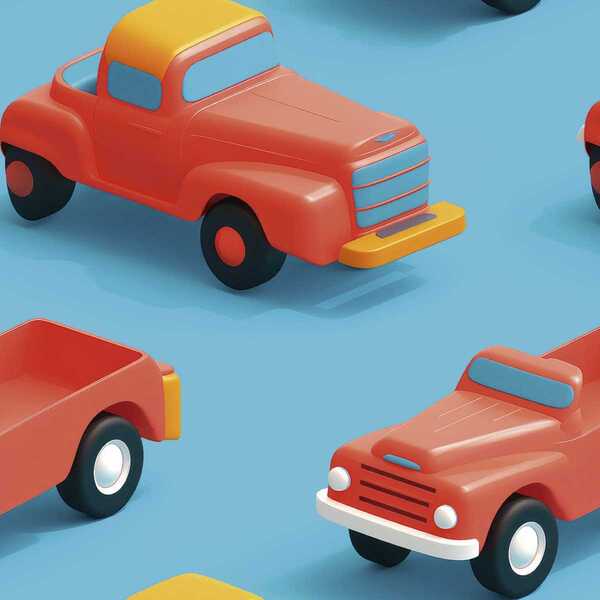 Papel De Parede Auto Colante Infantil Azul Carrinho Vermelho