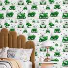 Papel De Parede Auto Colante Infantil Carrinho Urso Branco De