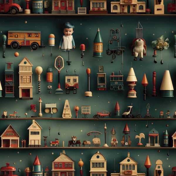 Papel De Parede Auto Colante Infantil Cidade De Brinquedo Ver