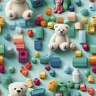 Papel De Parede Auto Colante Infantil Colorido Ursinho Fofo D