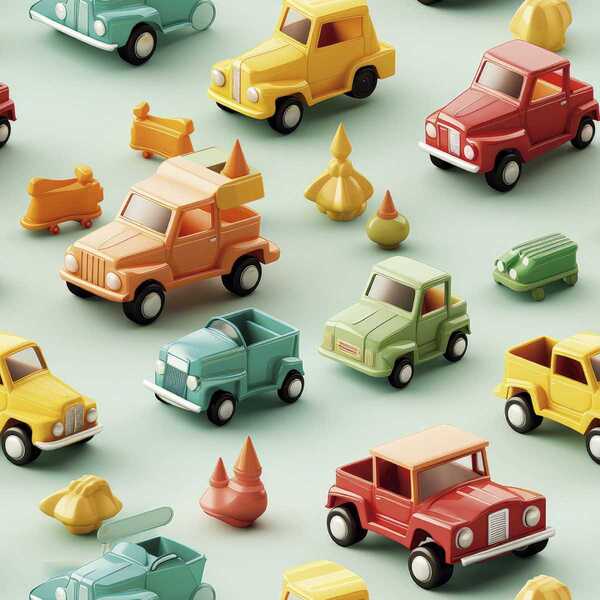 Papel De Parede Auto Colante Infantil Verde Carrinhos Colorid