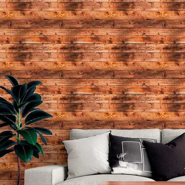 Papel De Parede Auto Colante Madeira Clara Demolição Rústica