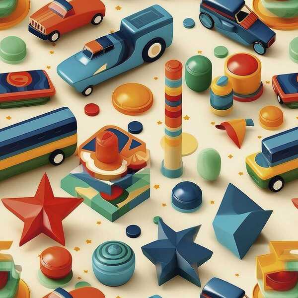 Papel De Parede Auto Colante Quarto Bebê Brinquedinhos Colori