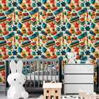 Papel De Parede Auto Colante Quarto Bebê Brinquedinhos Colori