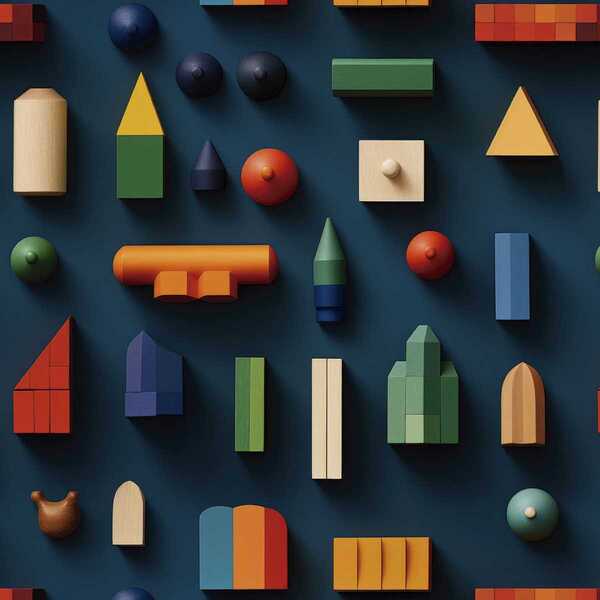 Papel De Parede Auto Colante Quarto Infantil Bloquinhos Color