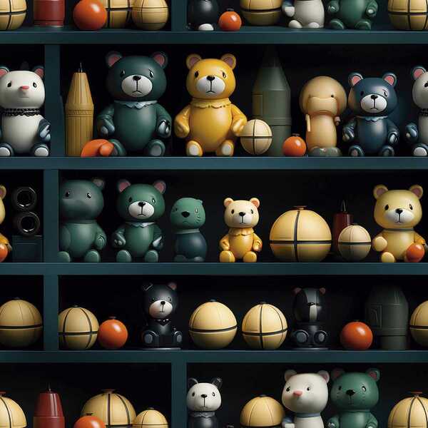 Papel De Parede Auto Colante Quarto Infantil Brinquedos Verde