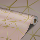 Papel De Parede Auto Colante Sala Rosa Bebê Fios Gold 3m