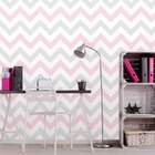 Papel De Parede Autoadesivo Chevron Rosa E Cinza