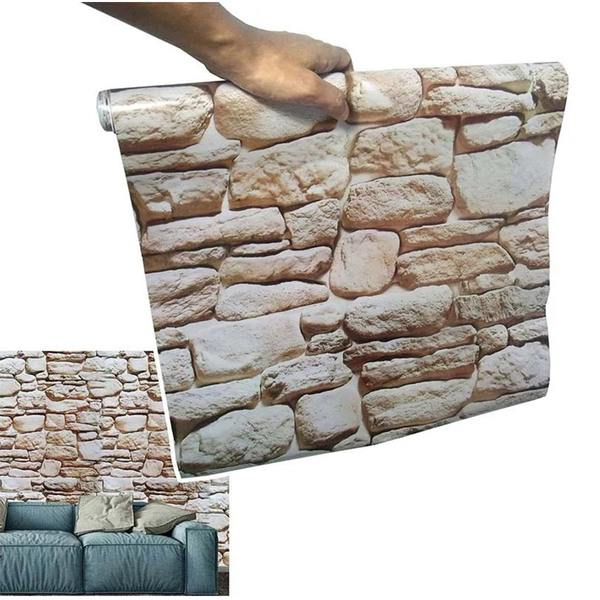 Papel De Parede Autoadesivo Vinilico Canjiquinha Pedra Rolo L