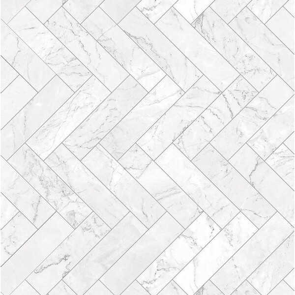 Papel De Parede Autocolante Azulejo Chevron Mármore Branco 3m