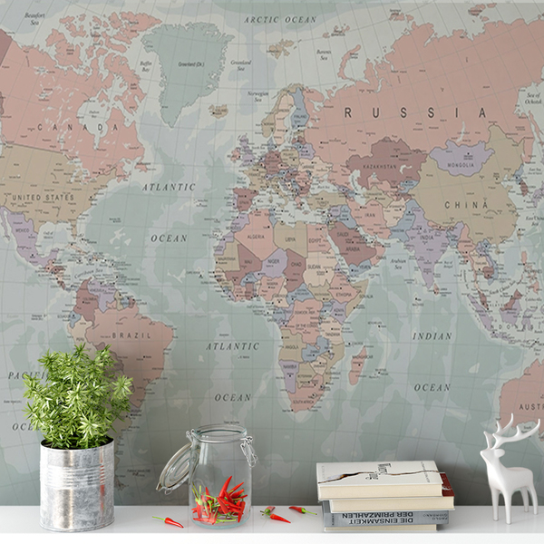 Papel De Parede Autocolante Decorativo Adesivo Mapa Mundi 3,0