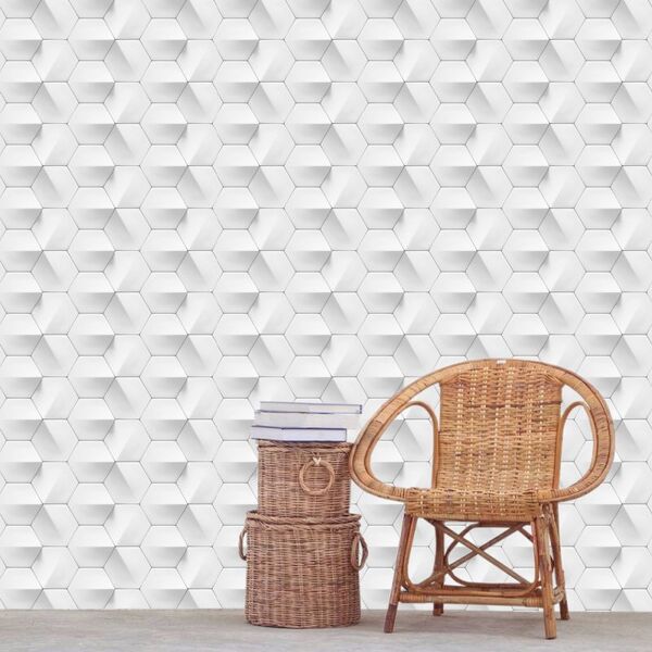 Papel De Parede Autocolante Geométrico Hexagonal