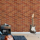 Papel De Parede Autocolante Pedras Com Tijolos Laranja E Marr