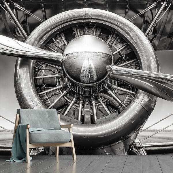 Papel De Parede Avião Hélice Viagem Sala Adesivo - 384pcm