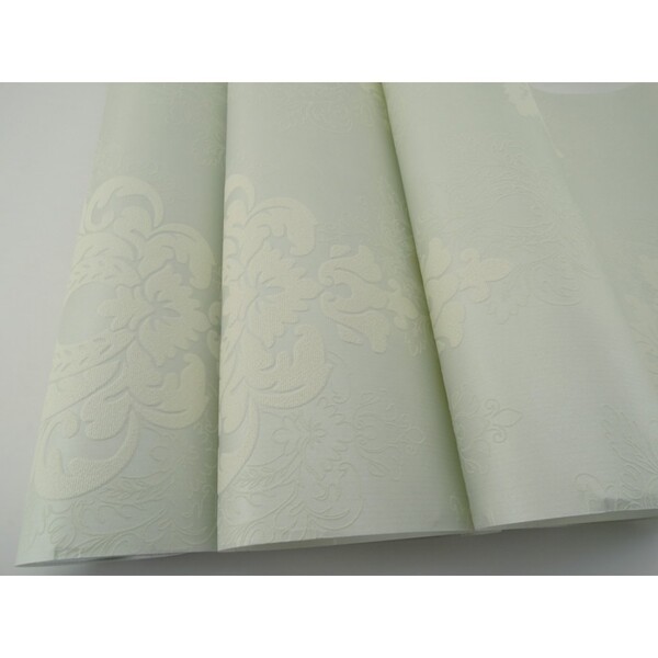 Papel De Parede - Azul Com Desenhos De Flores - Rolo Com 10m