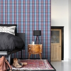 Papel De Parede Azul e Vermelho Estampa Xadrez 4m²