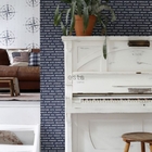 Papel De Parede Azul Estampa de Letras Frases Escrita 4m²