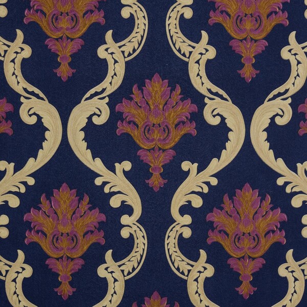 Papel De Parede Azul Marinho Com Dourado