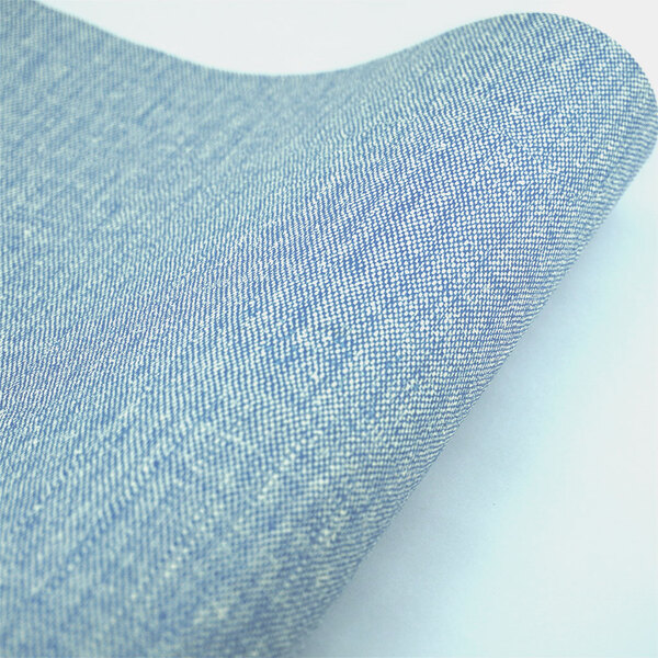 Papel De Parede Azul Textura Em Linho Lavável 4m²