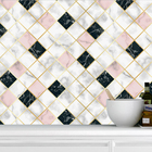 Papel De Parede Azulejo Mármore Branco Rose E Preto