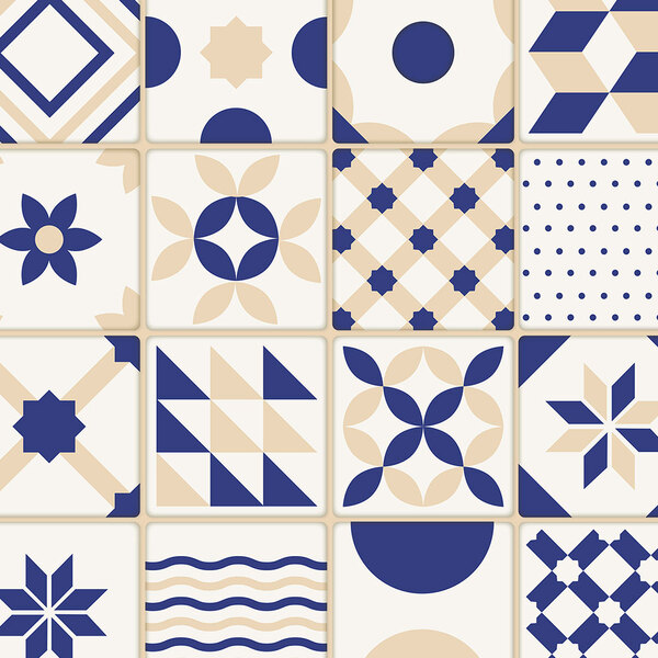 Papel De Parede Azulejo Para Cozinha Português Retro Em Bege