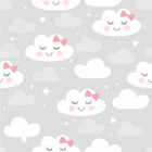 Papel De Parede Baby Nuvens Cute Fundo Cinza