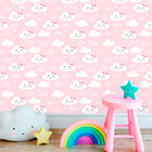 Papel De Parede Baby Nuvens Cute Fundo Rosa