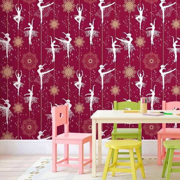 Papel De Parede Bailarina Star Vinho - 0 50 X 2 50 Metros