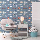 Papel De Parede Balão Elefante E Aviões Infantil 57x270cm