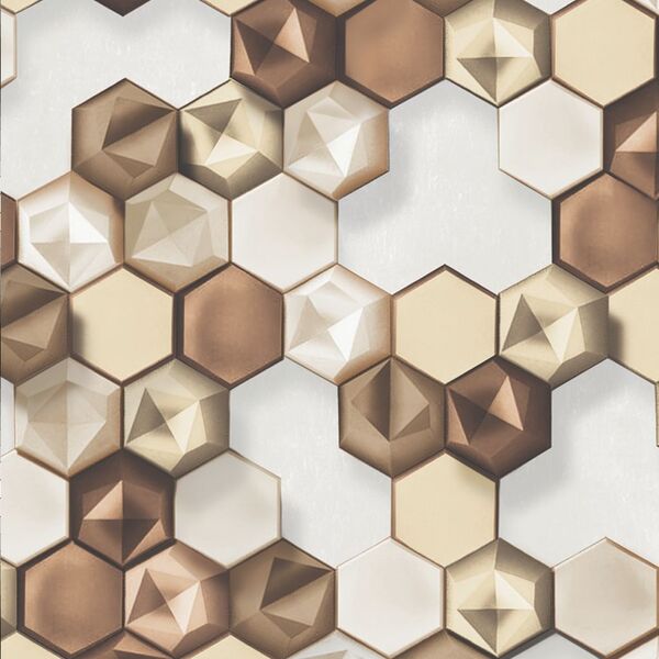 Papel De Parede Bege 3D Geométrico Texturizado 14m²